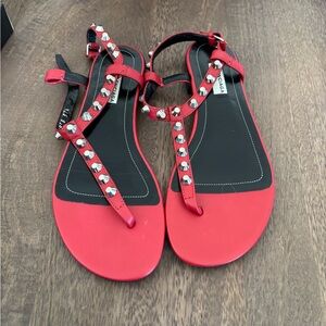 Balenciaga Red Studded Sandals